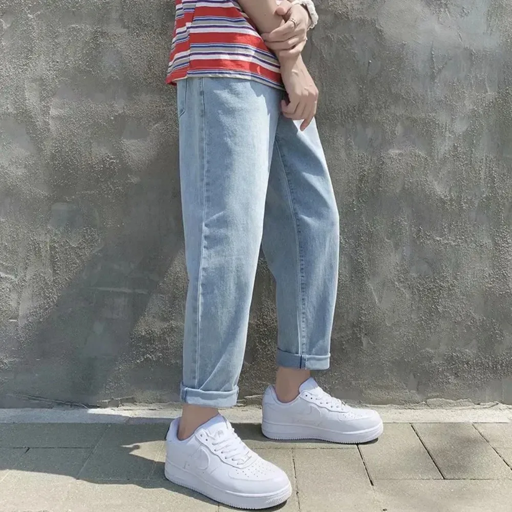 New Loose Men Jeans Male Trousers Simple Design High Quality Cozy All-match Students Daily Casual Straight Denim Pants jean