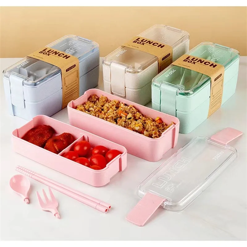 Kids Bento Box Leakproof Lunch Containers Cute Lunch Boxes for Kids Chopsticks Dishwasher Microwave Safe Lunch Food Container