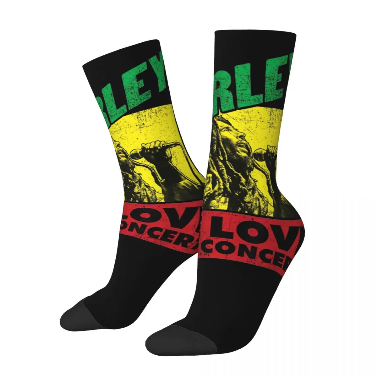 Funny Bob-Marley Reggae Jamaican Basketball Socks Music Polyester Crew Socks for Women Men