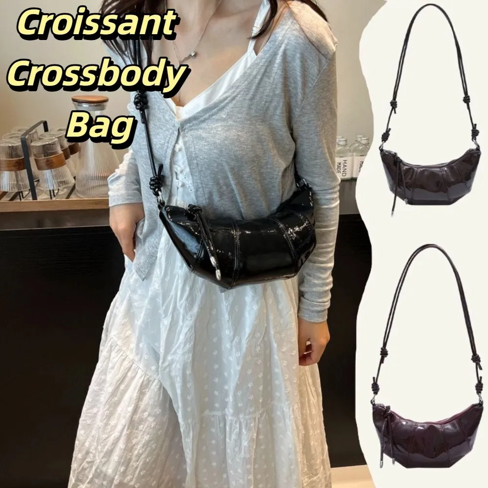 

Portable Vintage Croissant Crossbody Bag Retro Solid Color Dumpling Shoulder Bag Pu Leather Casual Women's Handbag Women