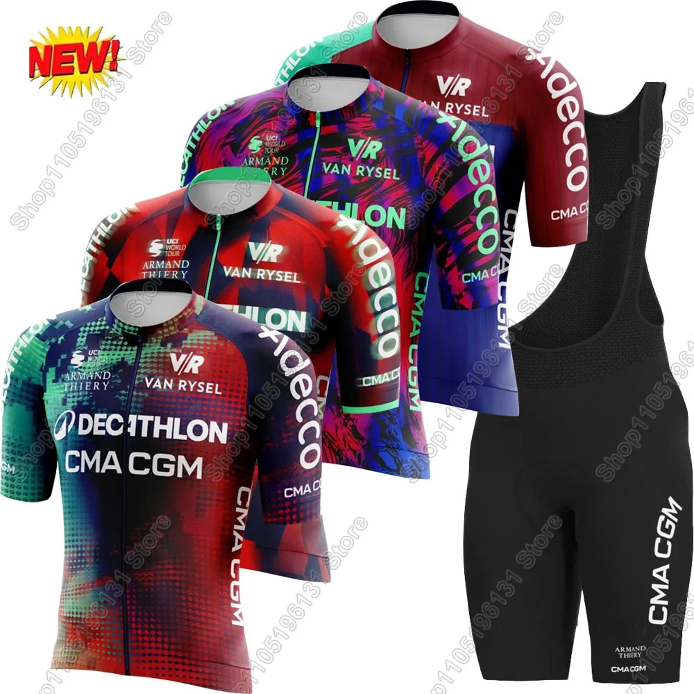 CMA-CGM Team 2026 Комплект велосипедного трикотажа, мужская летняя одежда для велосипеда, рубашки для шоссейного велосипеда, костюм, шорты нагрудник для велосипеда, MTB Ropa Maillot