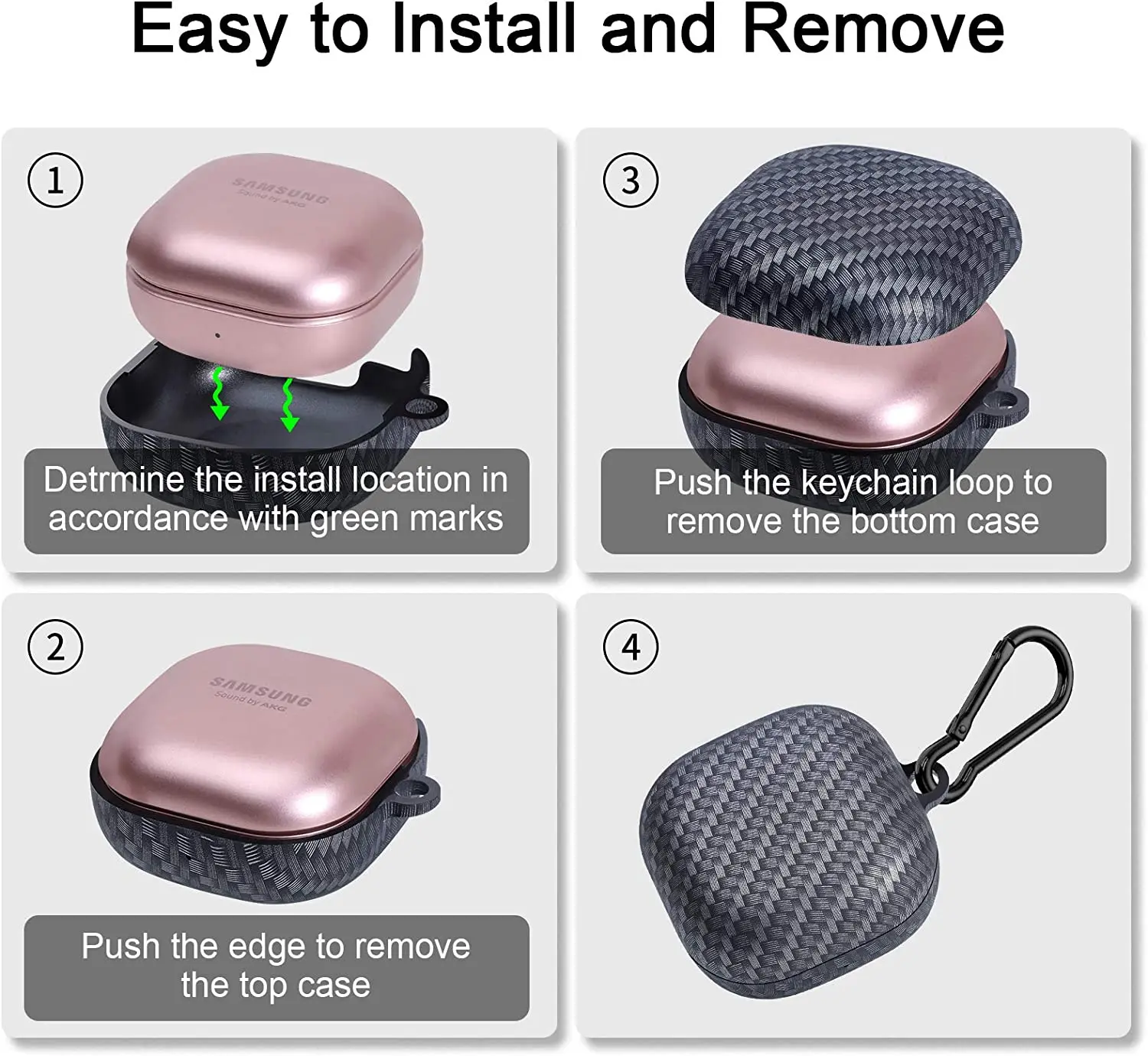 갤럭시 버즈 라이브 2020/버즈 프로 액세서리용 2022 커버, 삼성에 적합한 갤럭시 버즈 2 프로용 탄소 섬유 케이스