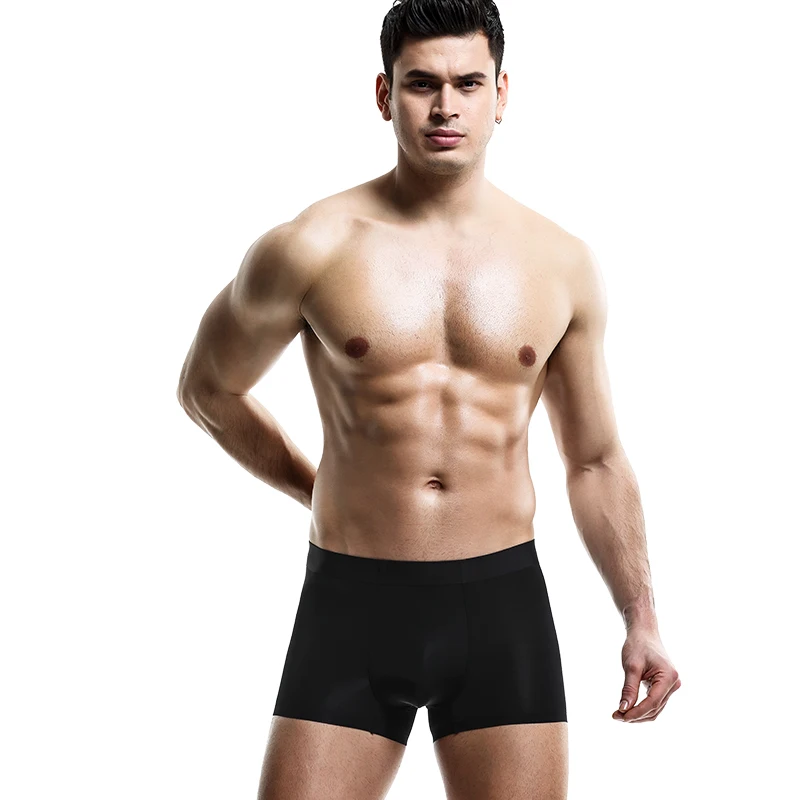 3PC Men's underwear briefs, ice thread seamless, four-cornered shorts, trendy and individual style, breathable, thin underpan