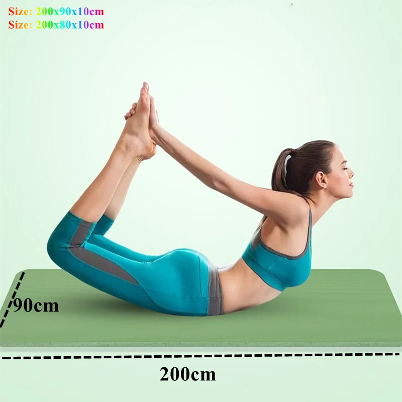 

Pilates Mat Fitness 10MM Thick NBR Yoga Mats 200x90x1cm Equipment Solid Color Anti-slip Sport Fitness Mat Blanket Exercise Yoga
