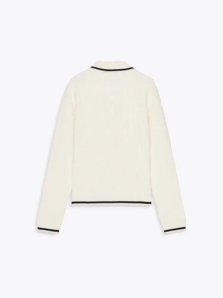 Printemps nouveauté femmes tricoté Long Sve irt col huit brins tissé Simple polyvalent couleur Blo trajet Sle