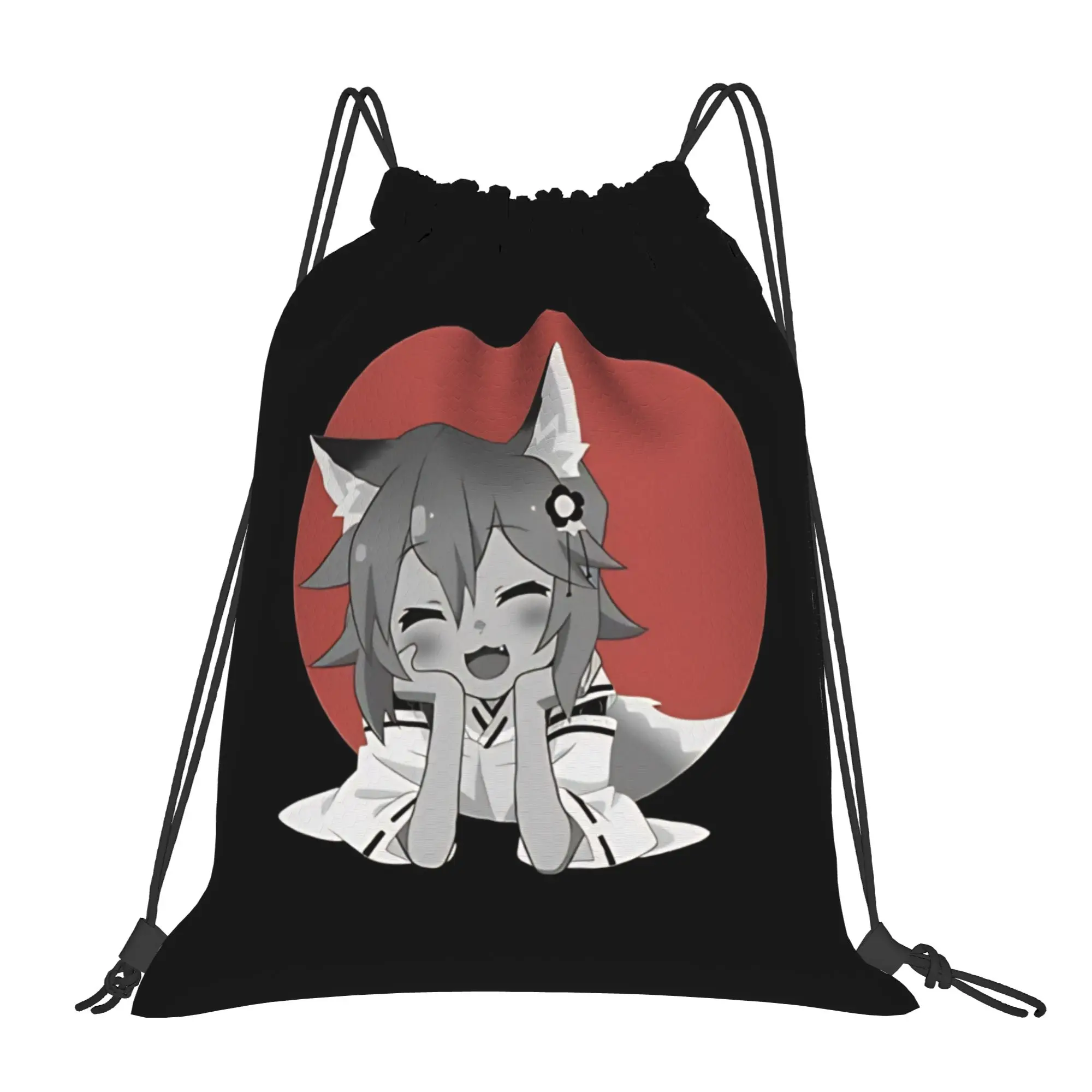 Senko kawaii fox girl Portable Hiking Riding Gym Drawstring Storage Sporty Backpacks