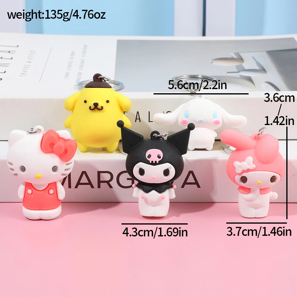 5 uds Sanrio llavero con dije lindo muñeco de dibujos animados de silicona bolso de mujer colgante decoración perfecto regalo de cumpleaños o Halloween