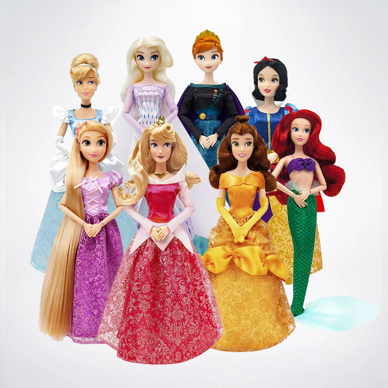 Disney Frozen Barbie Princess Rapunzel Snow White Toy for Girl Gift Fashion Classics Children Gift Doll Ornamental Toys