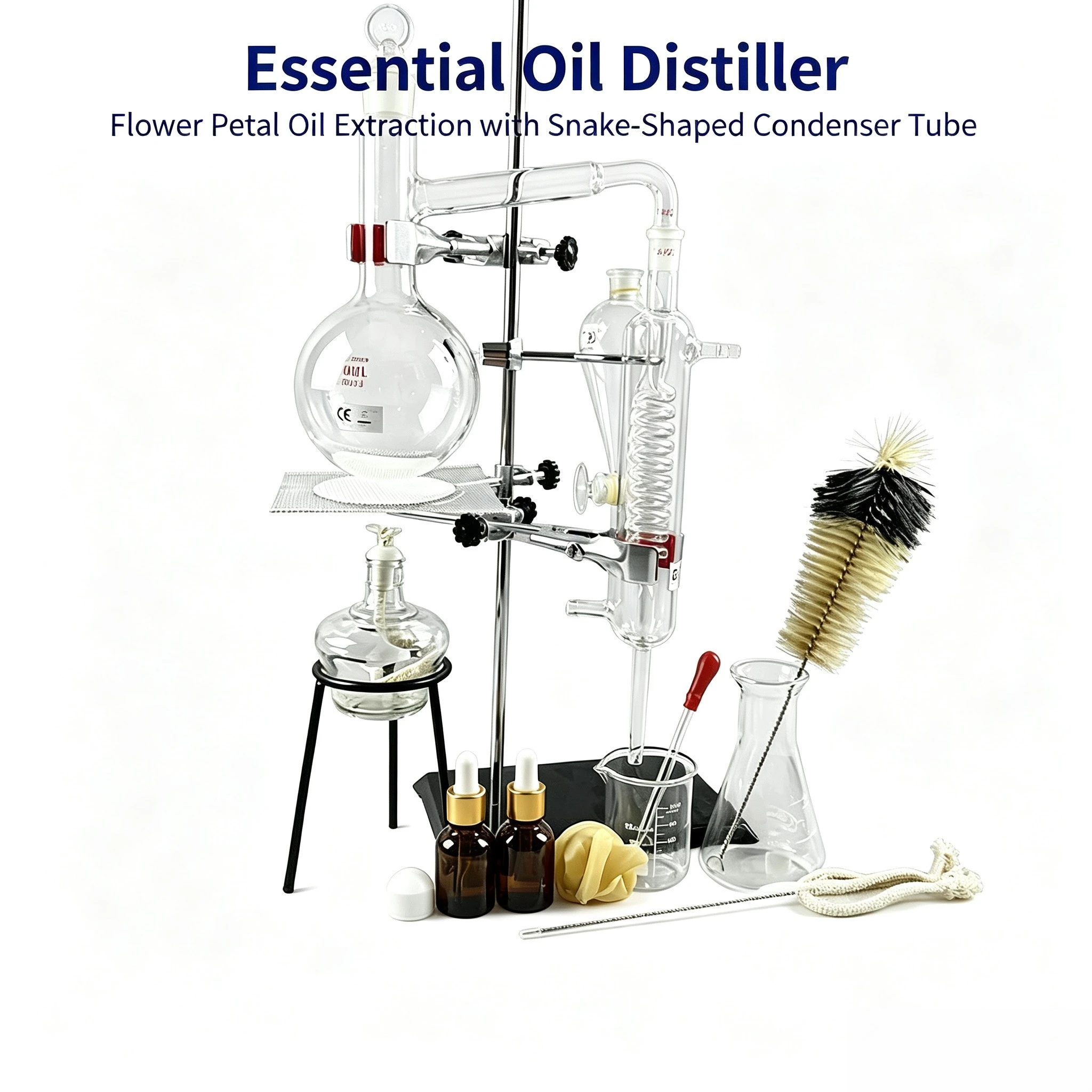 Essential Oil Distiller Snake‑Shaped Condenser Tube for Flower Petal Essential Oil Extraction Purification