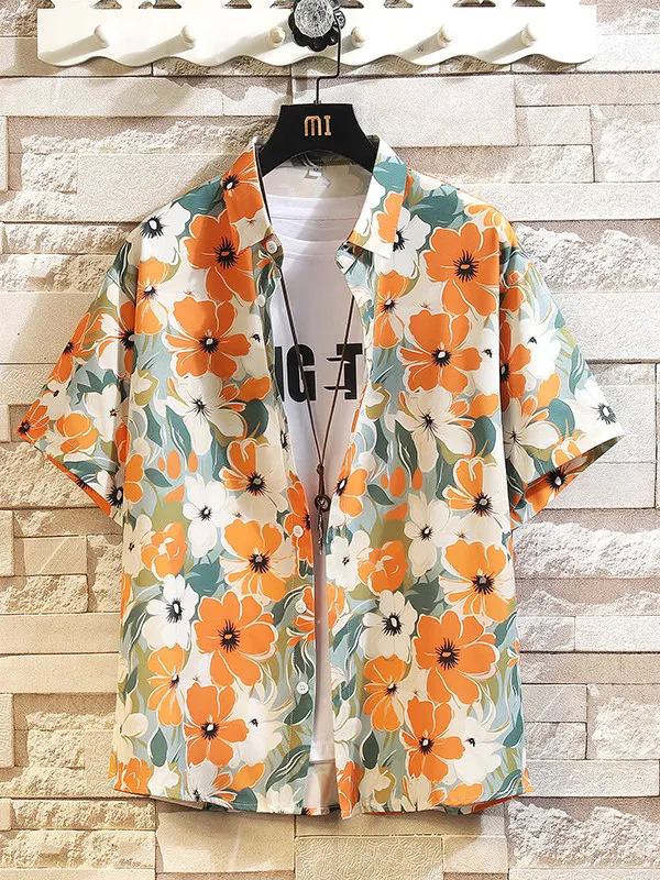 

Beach vacation floral 3D full-print shirt Aloha shirt short-sleeved men's summer outdoor quick-drying breathable top men's shirt