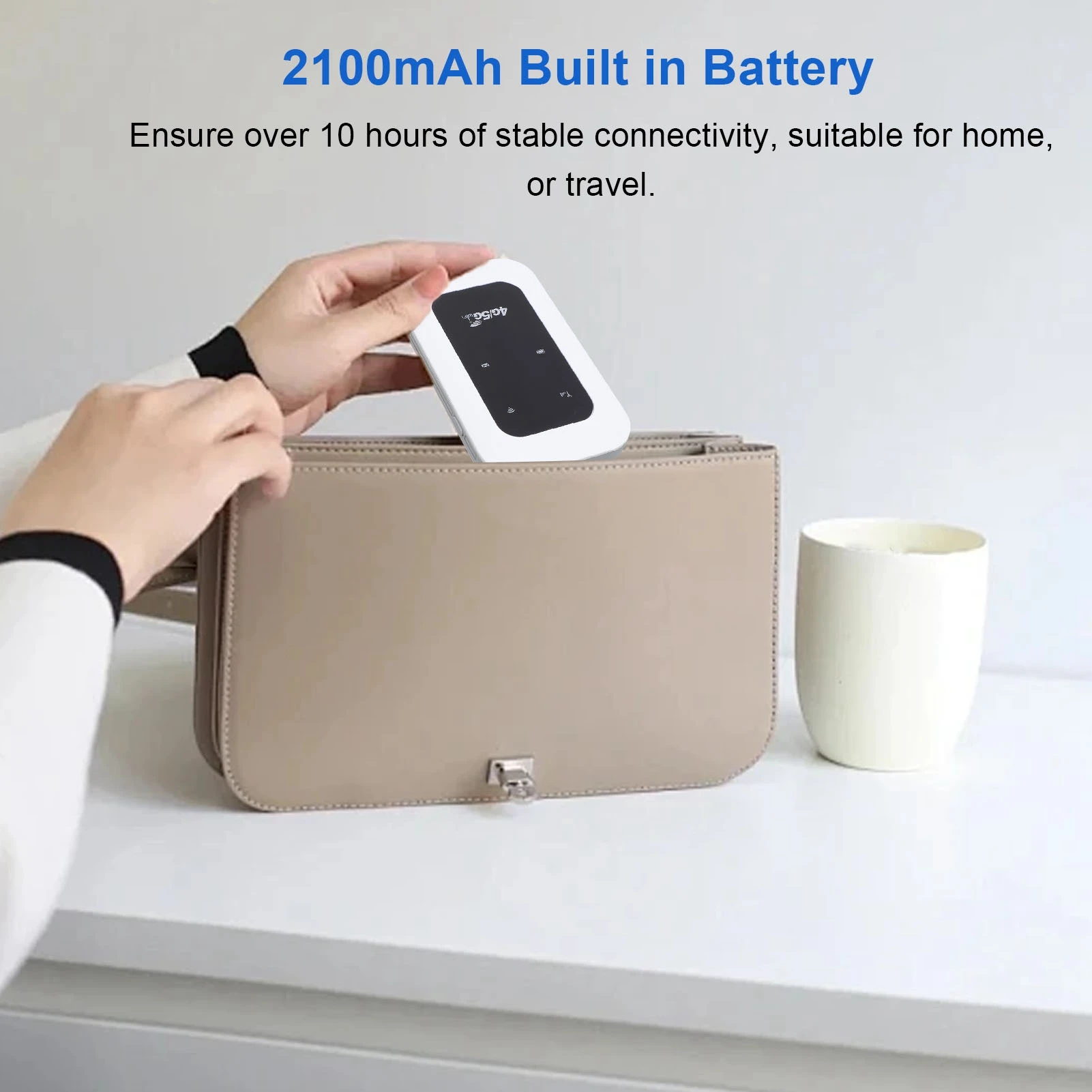 4G 라우터 300Mbps LTE CAT4 휴대용 모바일 와이파이 USB C 전원 핫스팟 장치 2100mAh 10대 기기 연결 지원