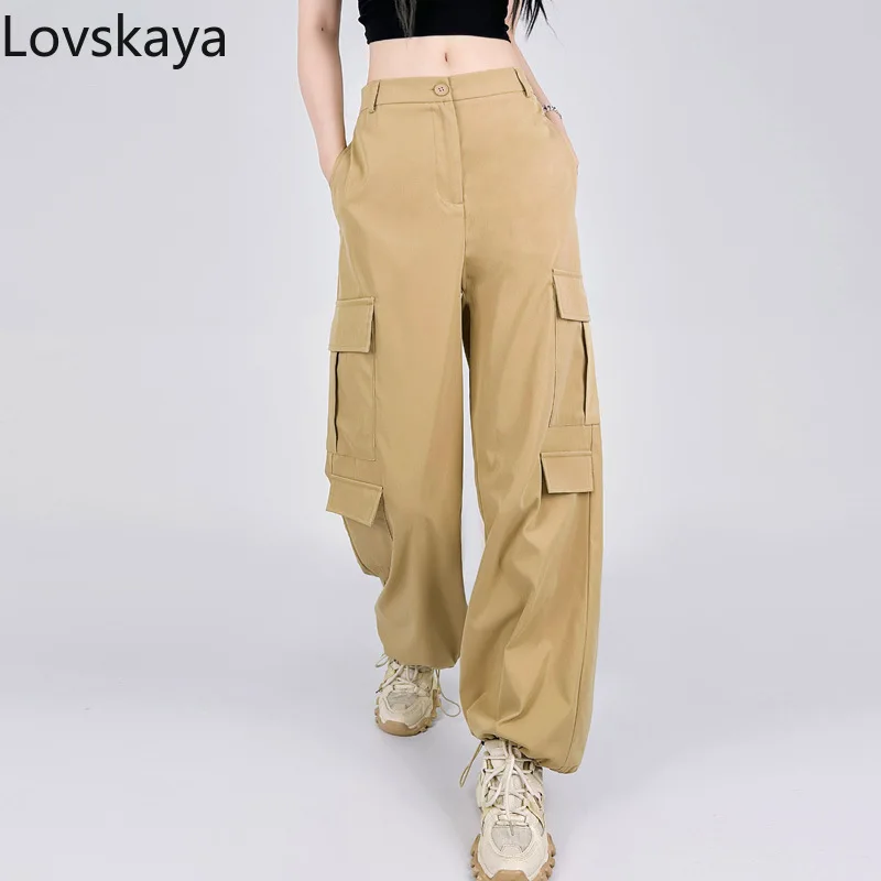 

New loose casual floor long pants with spicy girl style workwear pants for women with high waist straight leg wide legs