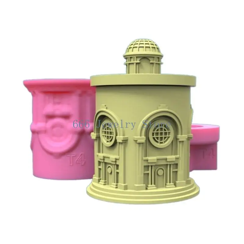 F2TD Building Storage Jars Mold Concrete Casting Silicone Mold DIY Ornament Tool