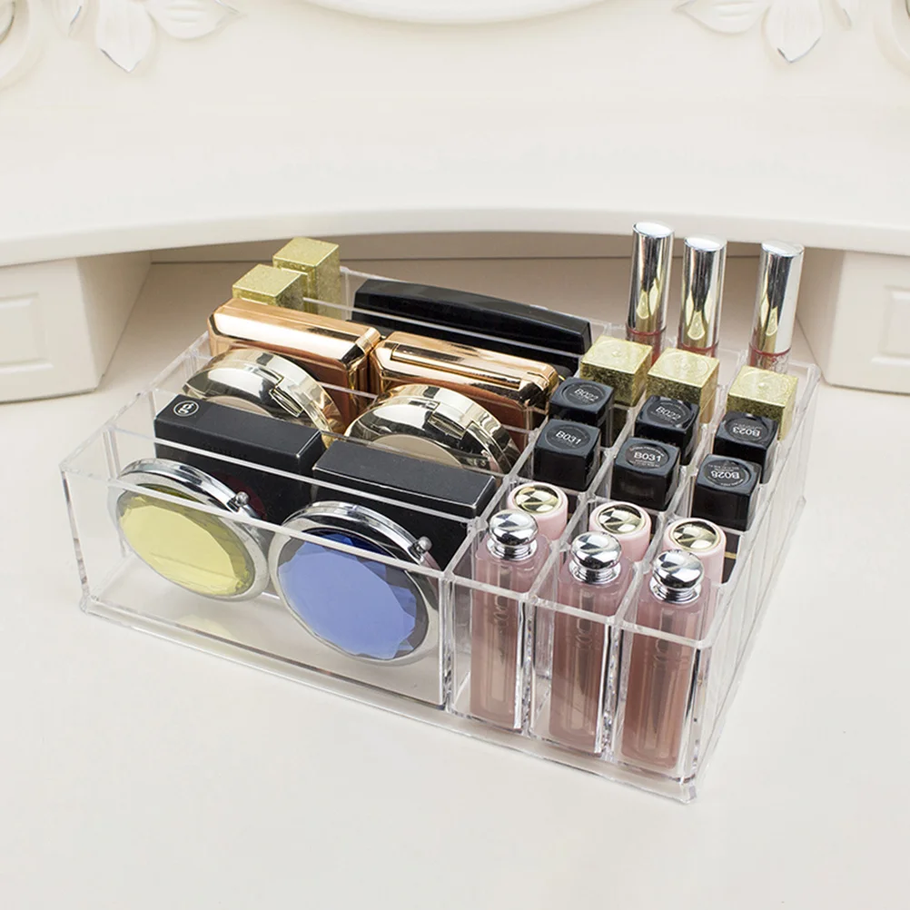 

1pc Display Rack Clear Storage Organizer Transparent Makeup Tool Box Display Case Sturdy Home Store Counter Use