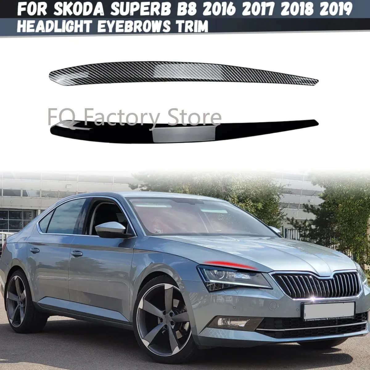 Pair Car Headlights Eyebrow Eyelids Trim Cover For Skoda Superb B8 2016-2018 Car Stickers Eyelids Trim Cover