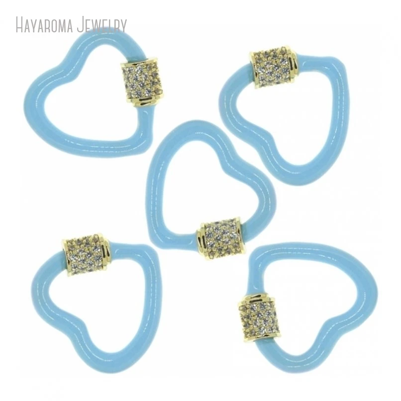 キュービックジルコニアの金属クラスプ,ライトブルーの銅ネジ,ジュエリーの発見とコンポーネント,5個