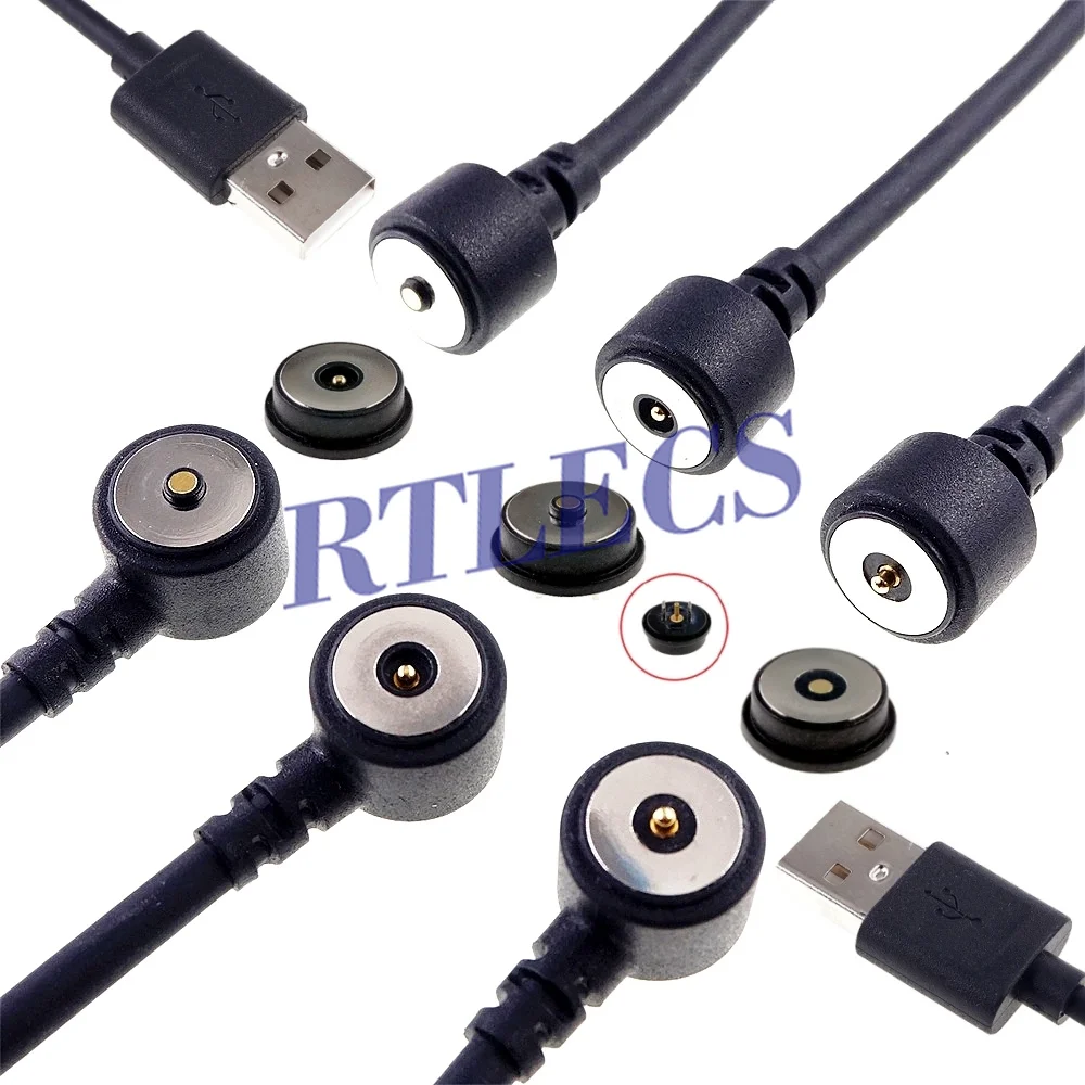 1Set Runde Horizontale Montage Löcher 3A Strom Wasserdichte Magnetische Pogo Pin Stecker Power Ladegerät USB Kabel Männlich Weiblich – Detail 5