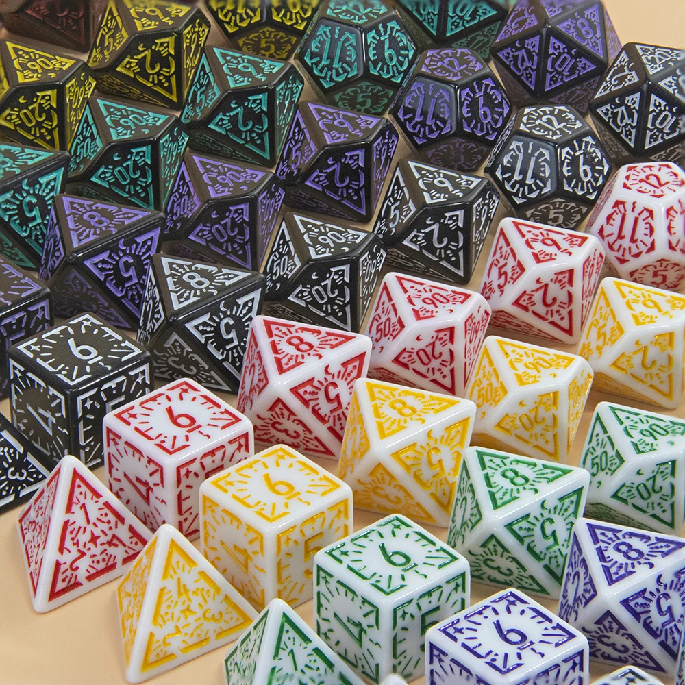 35/21/7Pcs DND Dice Set Multi Sides Polyhedral D4 D6 D8 D10 D12 D20 Dice for Role Playing Board Table Game Math Tabletop RPG