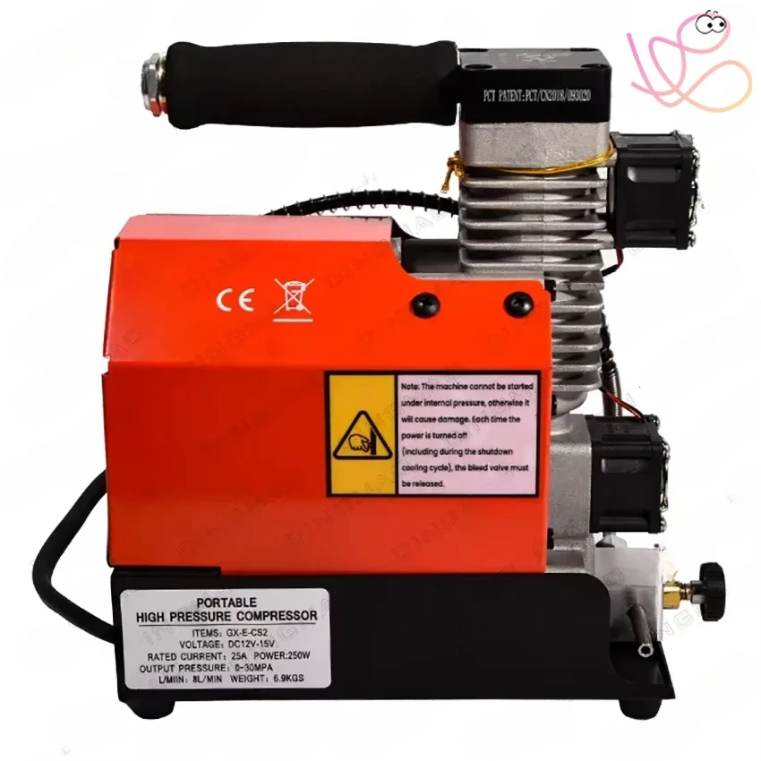 GX-CS2 30Mpa 300Bar 4500Psi 12V PCP Air Compressor 12V Portable High Pressure Pump for Diving Scuba Tank Car Pump Output 12L/min