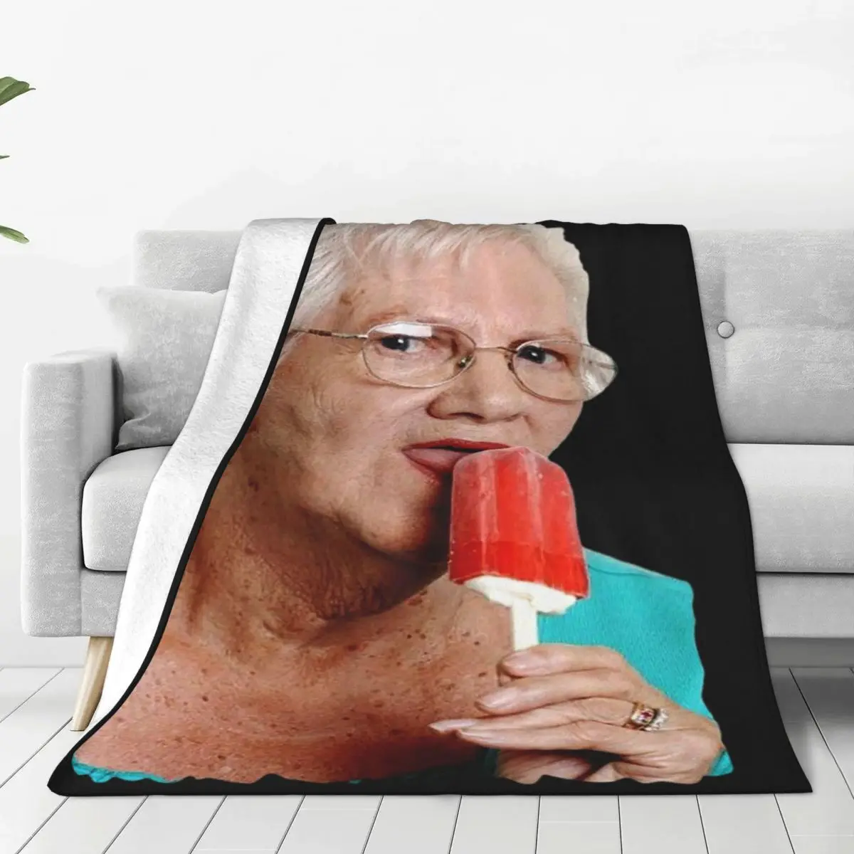 Grandma Granny Ice Cream Blanket Soft Warm Flannel Throw Blanket Plush for Bed Living room Picnic Travel Home Sofa