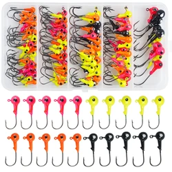 130 pz/69 pz/60 pz/43 pz manovella Jig Head Hook Round Ball Jigs amo da pesca testa Jig Lure Hard Bait Worm Jig ganci per la pesca