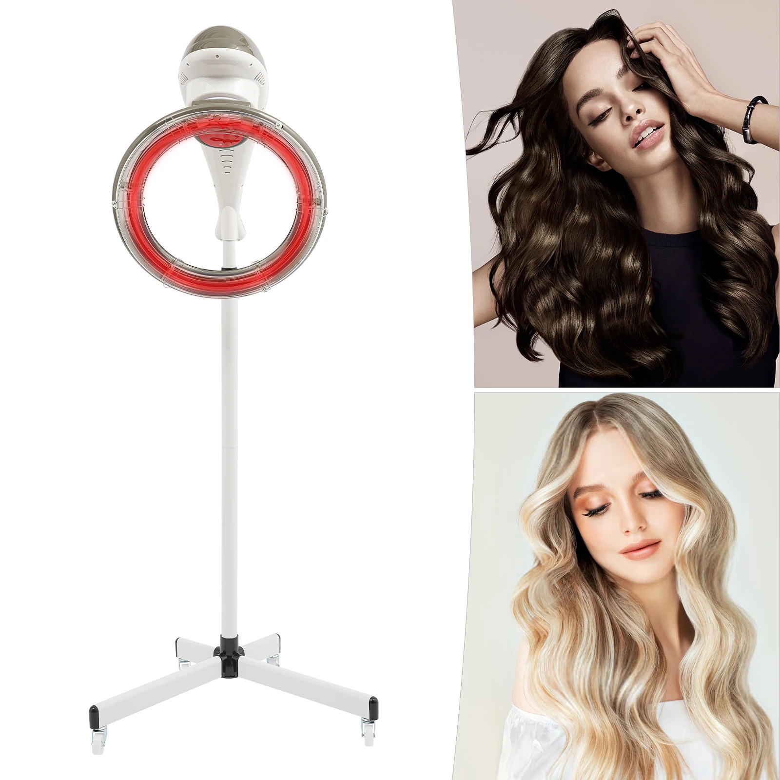 110V Stand Hair Dryer 950W, Infrared Hair Processing Machine with LCD Display Timer 0-60Min, Salon Hair Steamer with Height Adjust