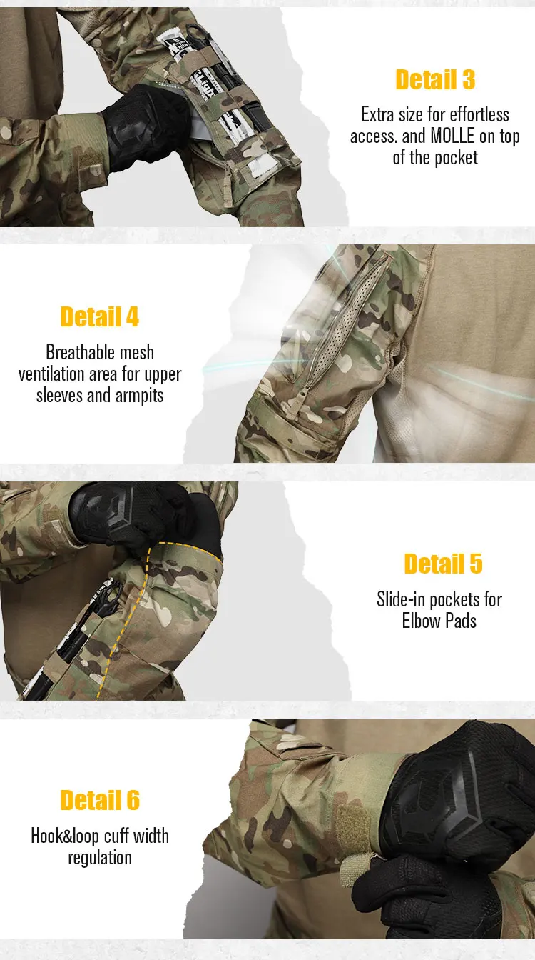 Emersongear Anaconda Allterrain-Kampfshirts Trainingsshirts T-Shirts Camping 4-Wege-Stretch-T-Shirt Wandern Jagd EM9742 – Detail 2