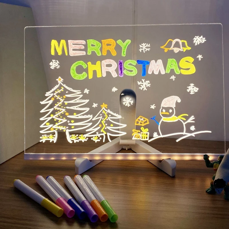 LED Note Board, Glowing Acrylic Message Marker Board With Light, Board Note Illuminated White Board