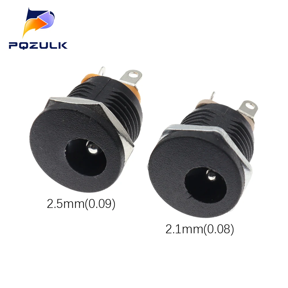 DC-022 5.5x2.1mm DC Power Socket Plug Jack DC Connectors Round Hole Screw Nut Interface Panel Mounting DC022 5.5-2.1