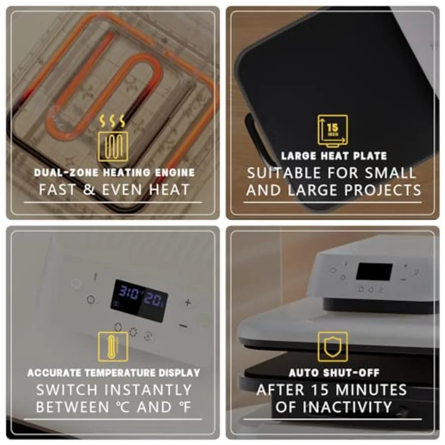 Auto Heat Press Machine for T Shirts and 38 Pcs Accessories Bundle for Cricut Joy