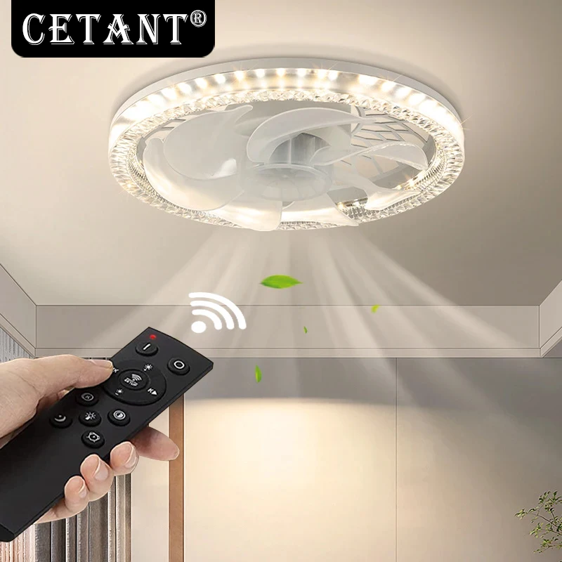 LED Ceiling Fan Light Modern Remote Control Lighting For Living  Room Restaurant Bedroom Study Hotel Indoor Home Decoration Lamp