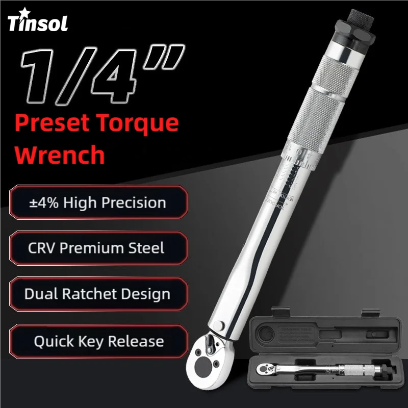 

TINSOL 5-25 N·m Adjustable Torque Wrench Automotive & Motorcycle Disassembly Tool 1/4-inch Drive Wrench 3/8-inch Adapter