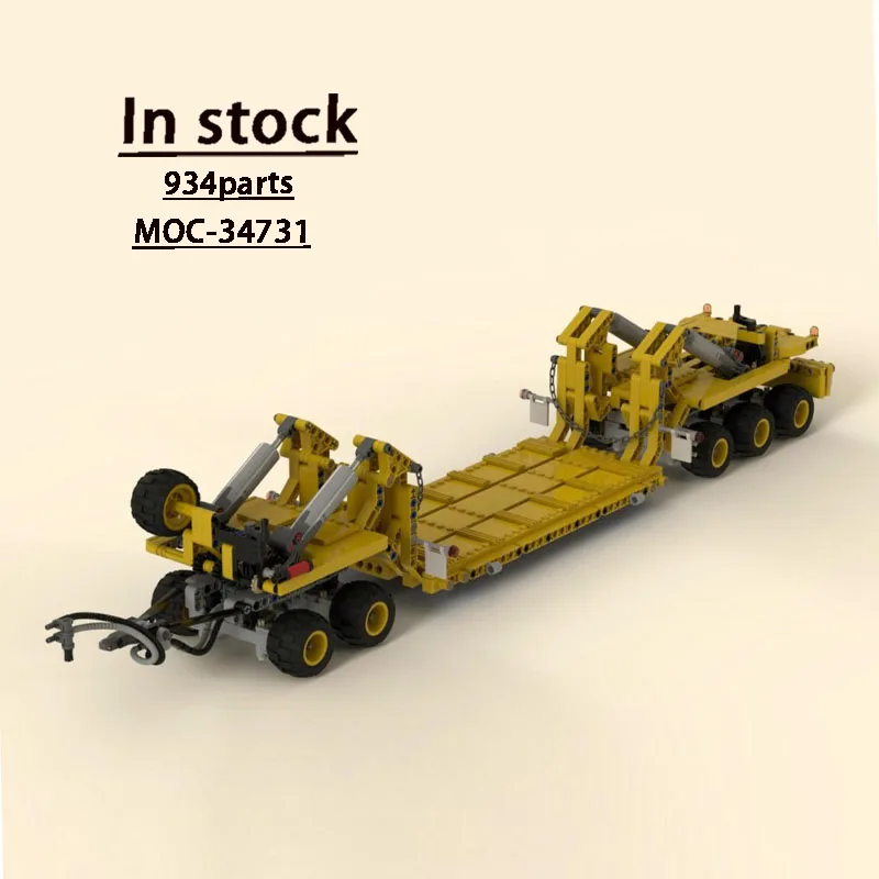 MOC-34731Low Loader Trailer / Heavy Duty Trailer with Five Axles Building Block Model 934 Parts Boy Kids Building Block Toy Gift