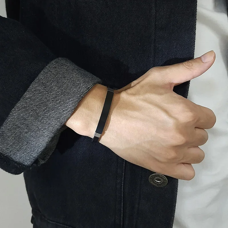 Gepersonaliseerde lederen armband heren- en damesarmband roestvrij staal blanco gebogen merk microvezel lederen armband