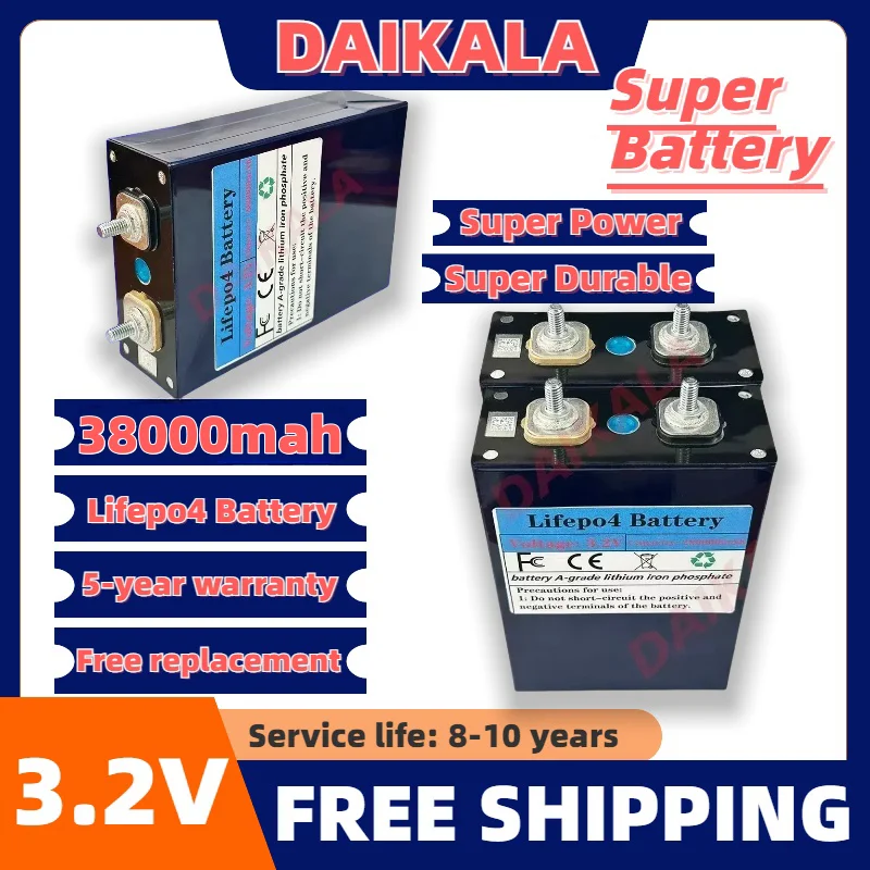 

2025 New 3.2V 3800 AH Lithium Iron Phosphate Battery, Solar Rechargeable Battery, DIY Lithium Battery Pack 12V with Screws