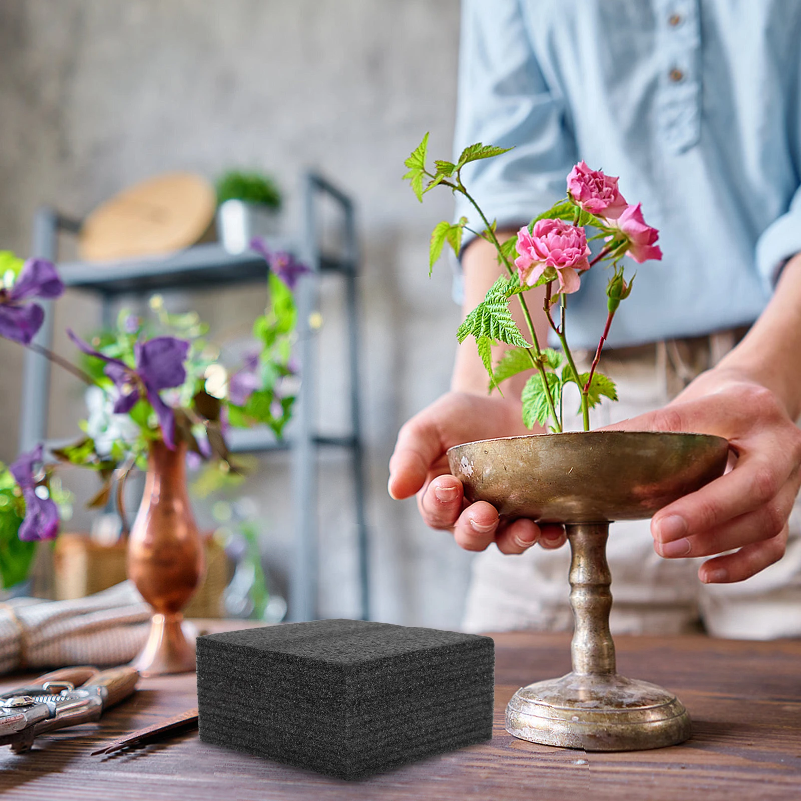 

2 pcs Floral Foam Base High Density Flower Arrangement Blocks Wedding Home Decoration Craft Cushioning Insert Sheets Reusable