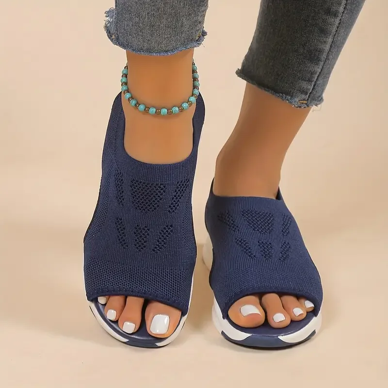 Neue Sommer Mode Komfortable Runde Kappe Dicke Sohle Einfarbig Casual Sport Schuhe Mesh Atmungsaktive Open-toe Sandalen für frauen – Detail 9