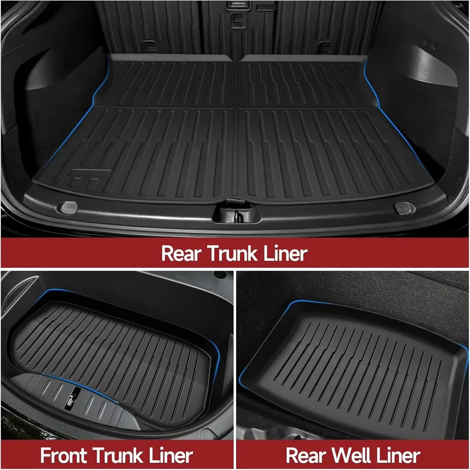 For Tesla New Model Y Juniper 2025+ TPE Floor Mats Waterproof Luggage Mat Wear-resistant Foot Pads ModelY Trunk Mats Accessories image 4