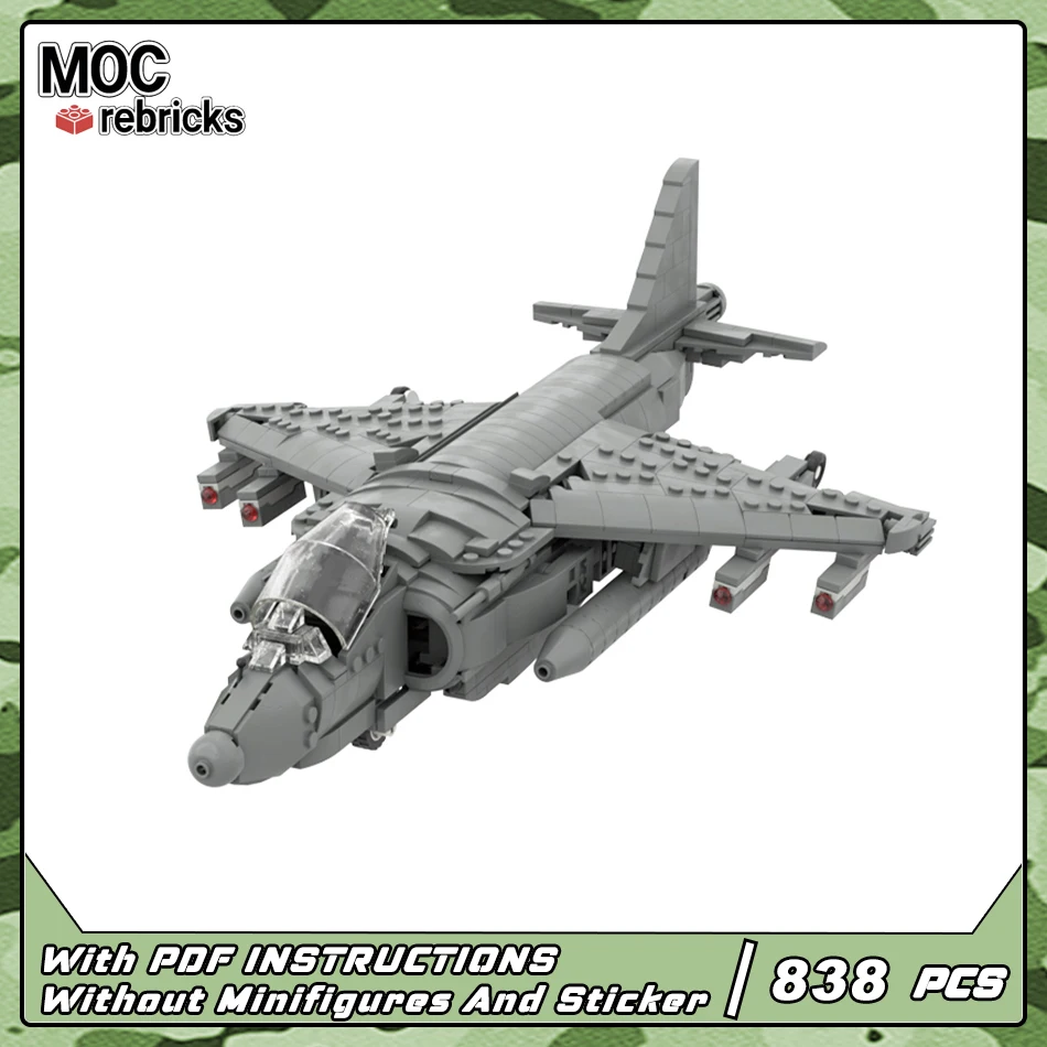 

MOC Military Series Harrier AV-8B US Air Force Flight Combat Weapon Parts Set Building Block Model Kids Gift Educational Toys