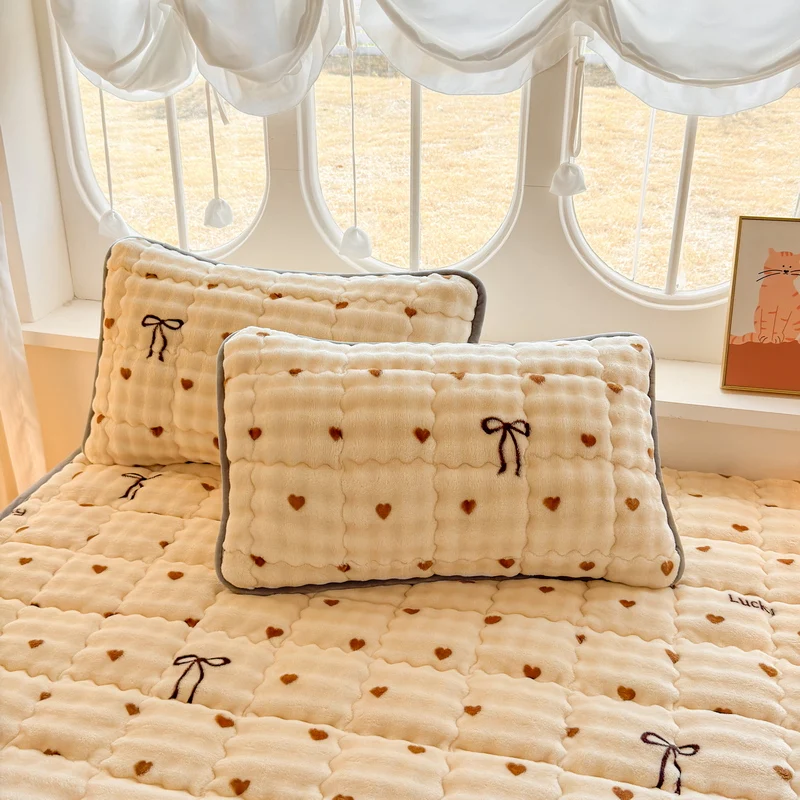 2pcs Warm Velvet Pillow Cover Skin-friendly Pillowslip Home Quilted Pillow Case 48x74cm Pillowsham Thick 베개커버 home decor items