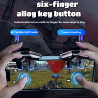 A73E-Alloy 6 Finger Pulse Auto Fire Game Trigger Mobile Phone For PUBG Aim L1R1 Key Button For IOS Android Gaming Accessories