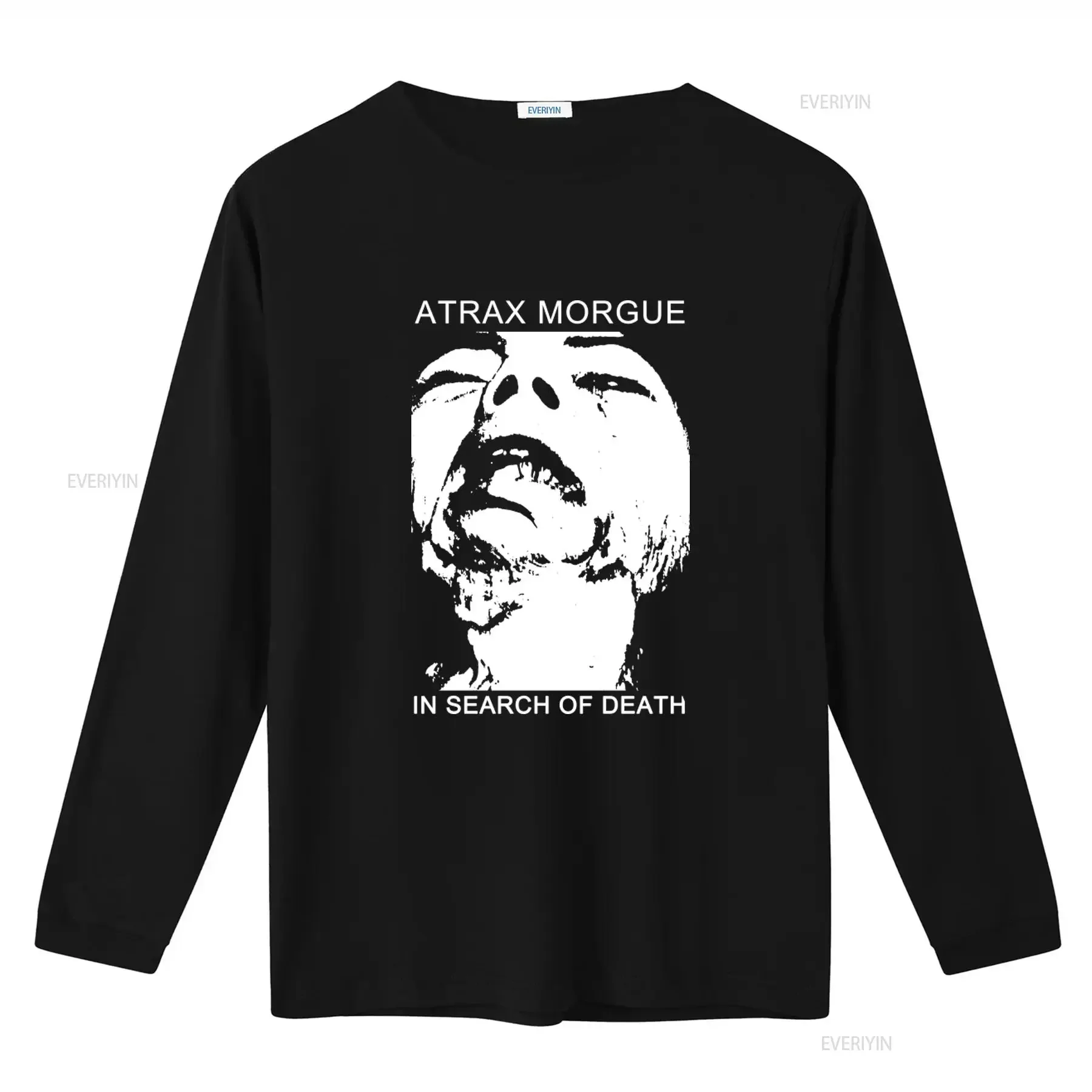 Atrax Morgue In Search Of Death T shirt Bold Black and White Design for a Statement Look vintage Washed designer clothes