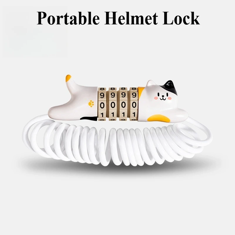 Bicycle helmet lock 4-digit digital bicycle combination steel wire portable password zinc alloy lock.
