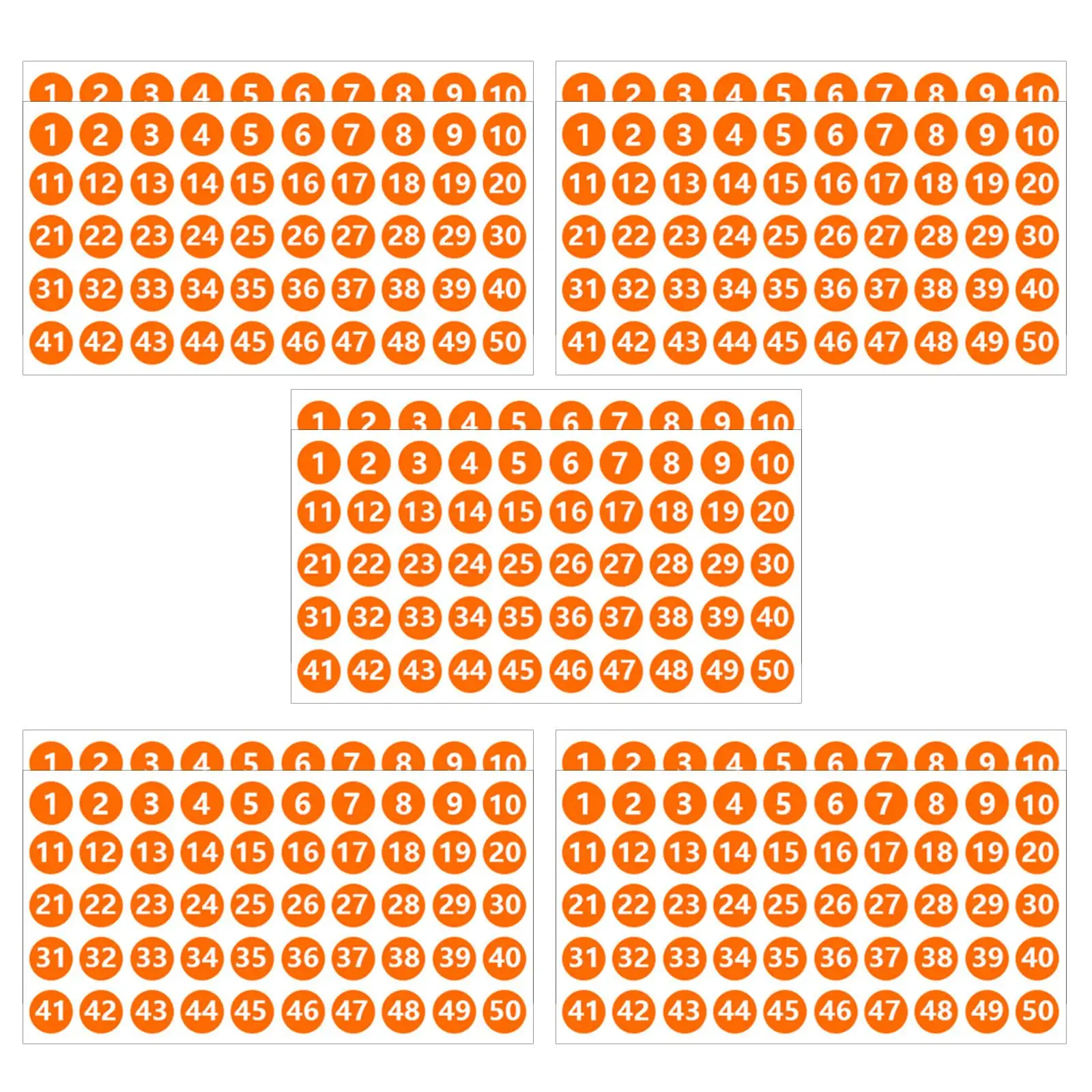 Number Stickers Labels Round Orange Multifunction Decals Consecutive for Sports Events Crafts Sales Bags Letter Gift Wrapping