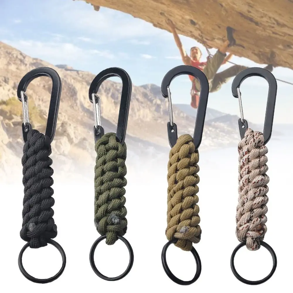 New Aluminum Alloy Outdoor Keychain 15cm 6 Colors Paracord Cord Rope Emergency Knot Carabiner Outdoor Tool