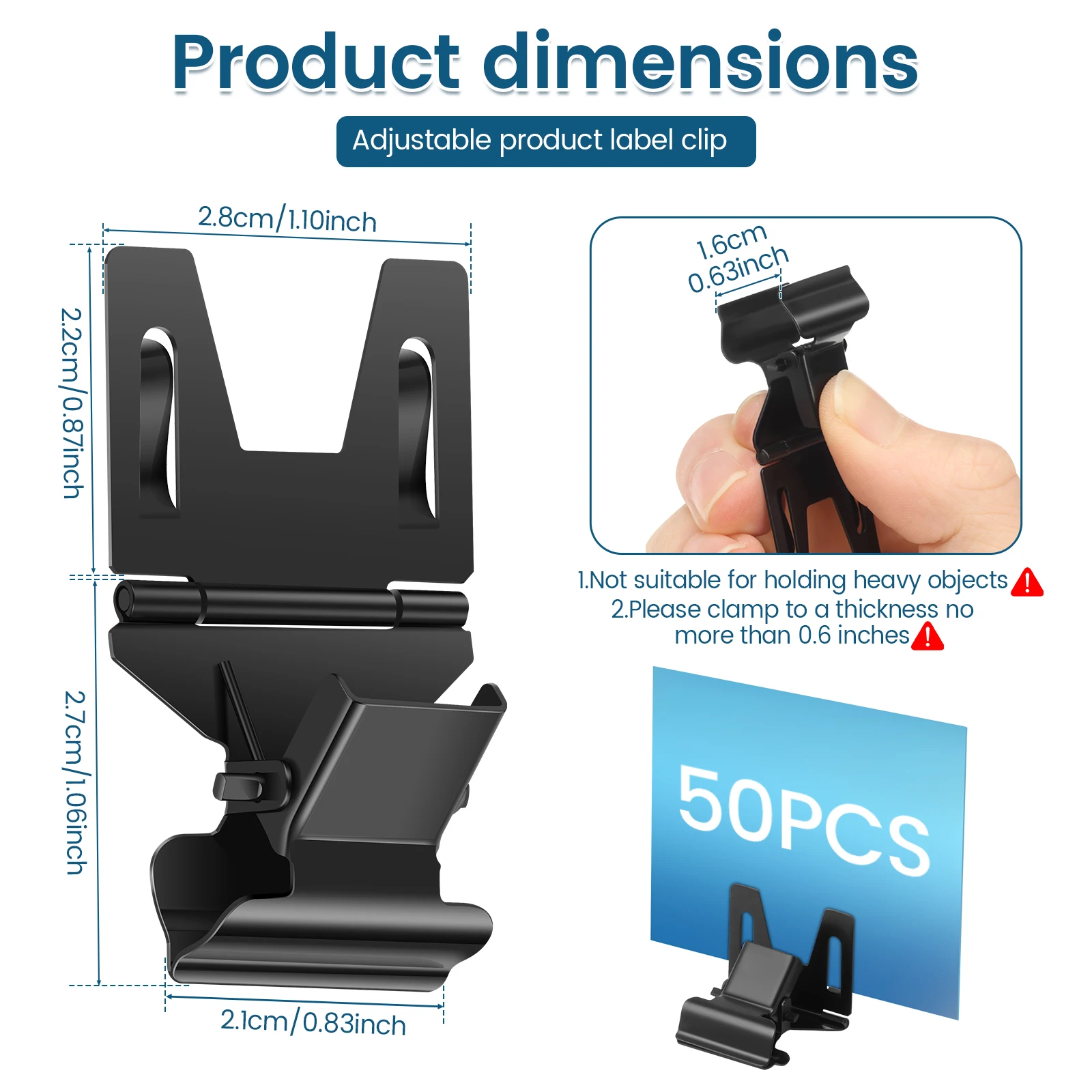 50 Pcs Metal Cake Shelf Edge Clip Food Label Tag Clip Sign Holder Stand Price Tag Clamp On Stand Pop Clip Sign Stand Holder