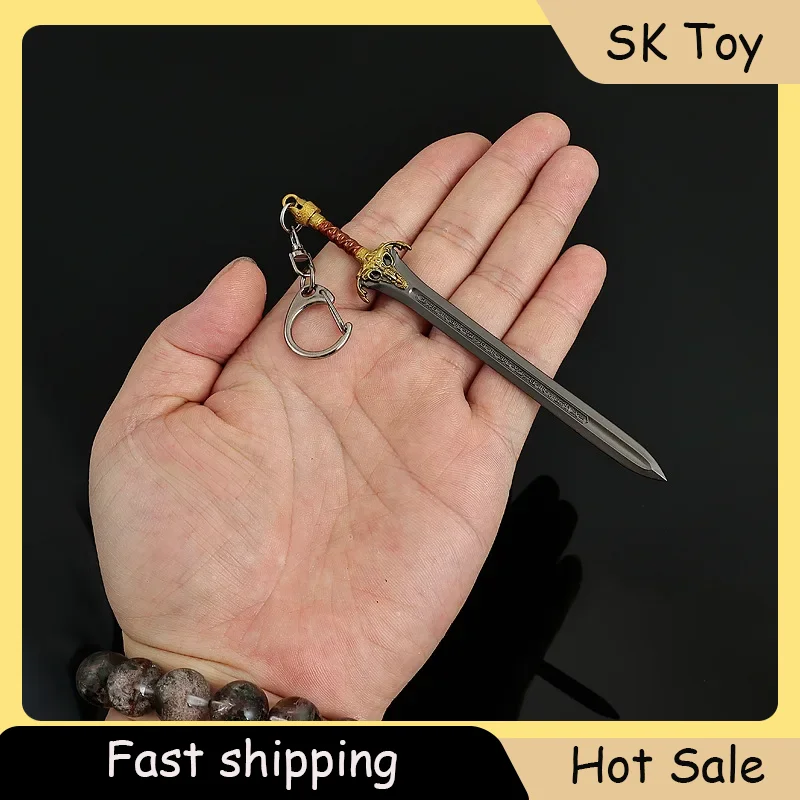 

12cm/22cm Barbarian Conan King Sword Keychain Pendant Sheep's Head Sword All Metal Fashion Accessories Pendant Collections