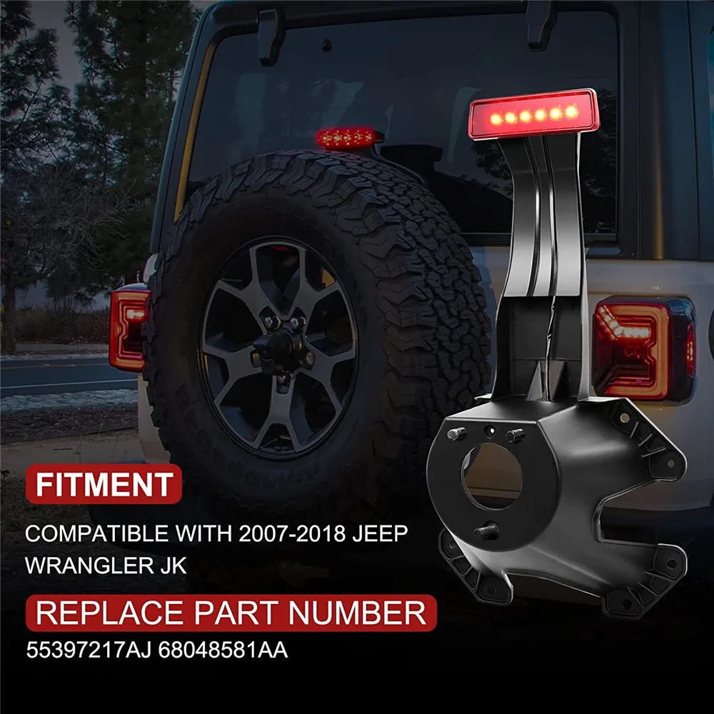 Soporte de neumático de repuesto 55397217AJ 68048581AA con arnés de cables y lámpara para Jeep Wrangler JK 2007-2018, soporte de neumáticos