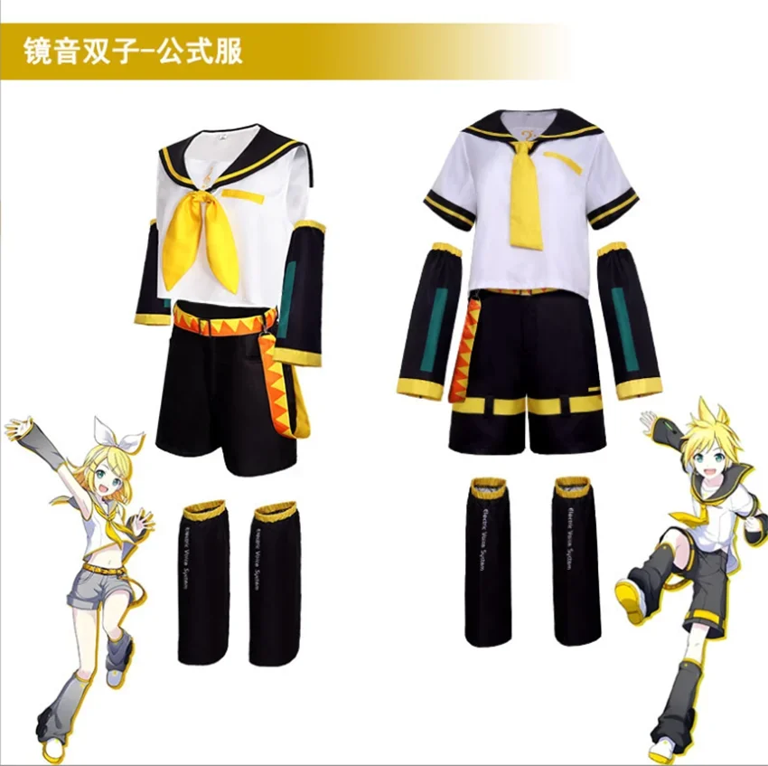 

Аниме Косплей Костюм Рин Кагамин Униформа Лен Одежда Лен Кагамин JK Хэллоуин Комикс Необычный Костюм Включает Леггинсы Головные Уборы