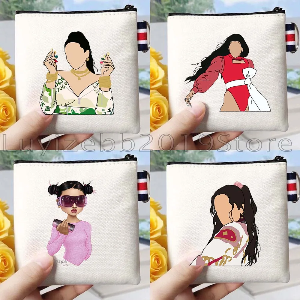 

Модная сумка Rosalia La Fama Motomami Heart Music Singer Canvas Coin Purse Bag Маленькая квадратная сумка для хранения ключей Сумка для карт Кошелек